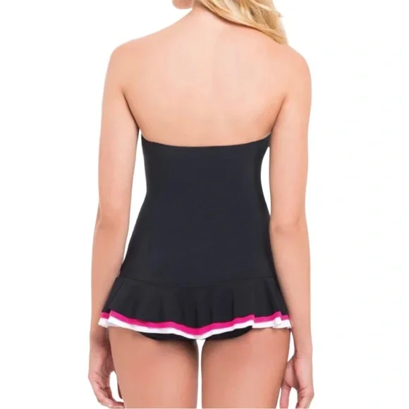 Profile by Gottex Swimdress Size 6 Black Ruched One Piece - Picture 5 of 12